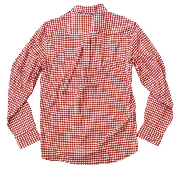Vineyard Vines On The Go Brrr Cooling Button Down Shirt Orange Gingham Small NEW - Picture 7 of 13